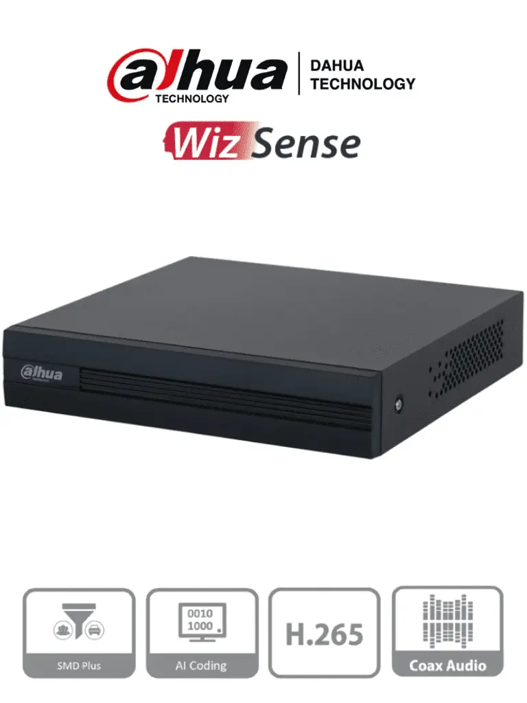 DAHUA XVR1B08-I -DVR de 8 Canales 1080p Lite WizSense y Cooper-I. Soporta H.265+, hasta 10 canales IP, y 4 canales con SMD Plus para detección avanzada. Incluye búsqueda inteligente de personas y vehículos y codificación inteligente 
